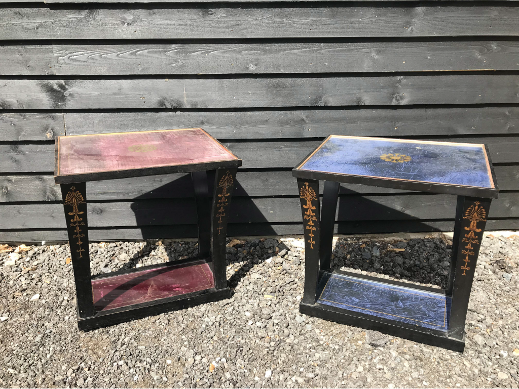 Pair of Black Lacquer Side Tables