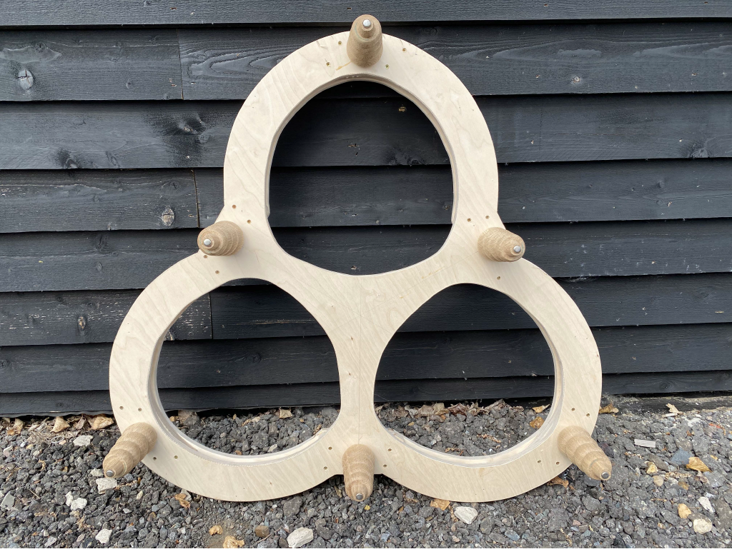 Trufoil Stool with Oak Bobbing Leg and castors